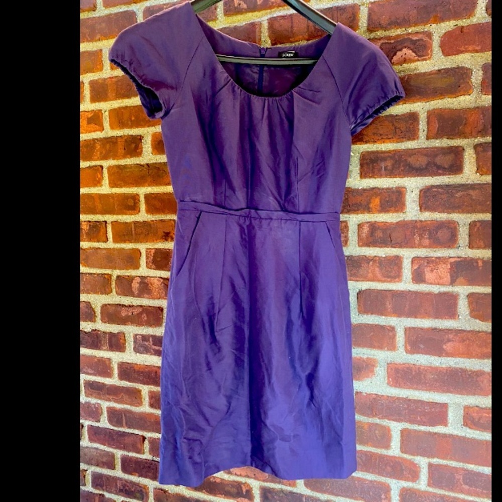 J Crew women’s Summer short Sleeve navy blue dress Sz 0 casual cool comfy EUC